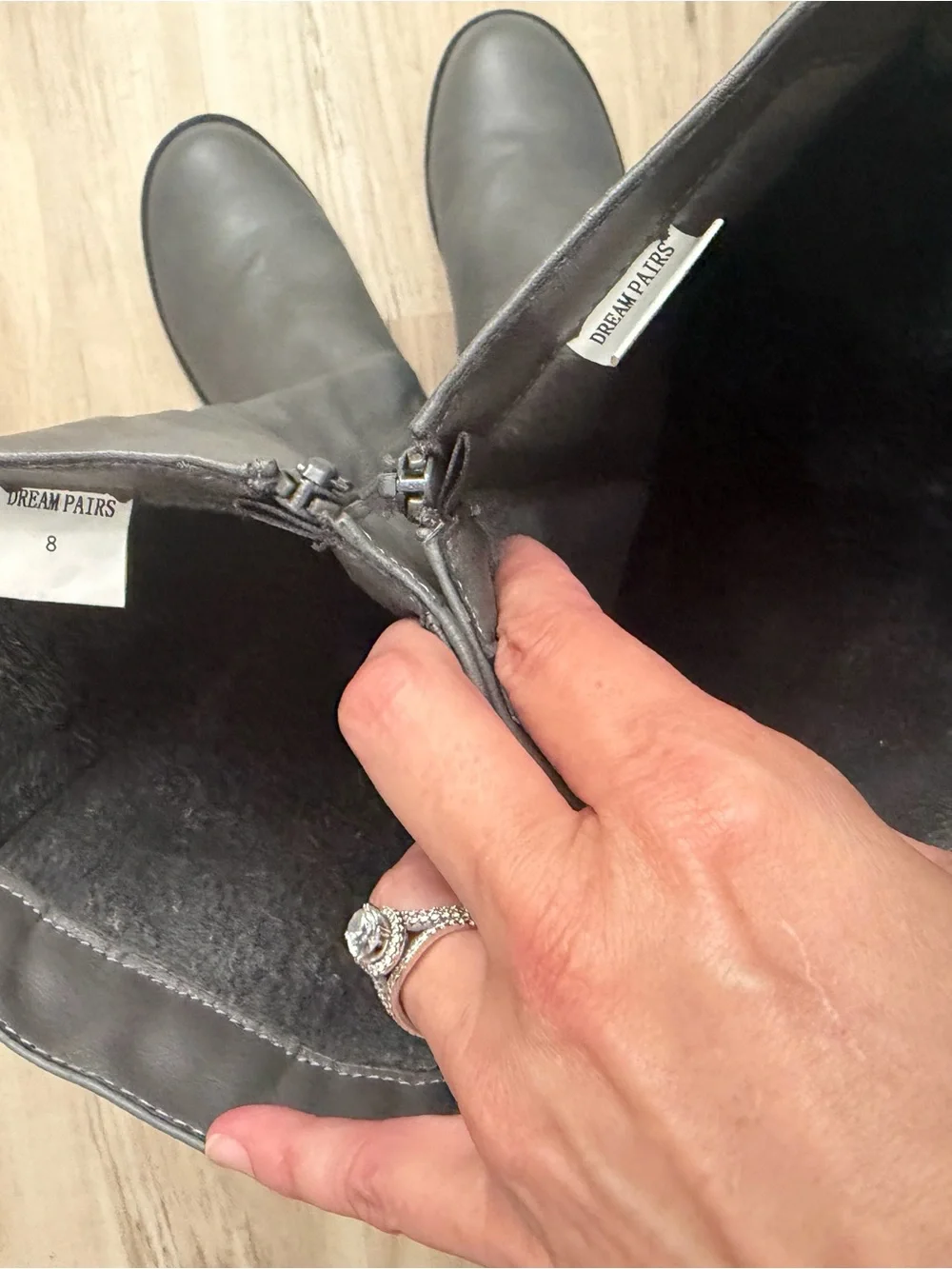 Dream Pairs Grey Knee High Button-Trim Riding Boots